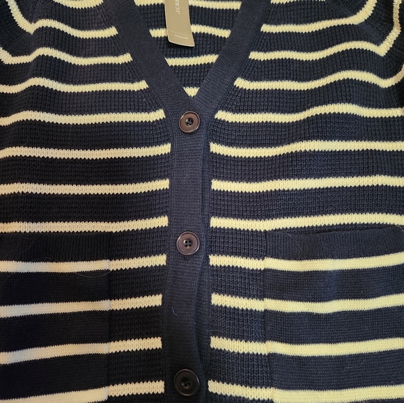 J.Crew Navy Stripe V-neck Cardigan Sweater ASO Meghan Markle - Picture 6 of 6